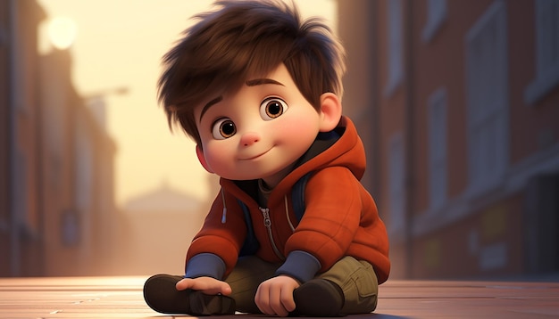 a very cute kid caracter animation pixar style