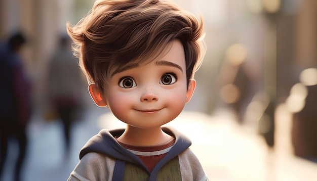 a very cute kid caracter animation pixar style