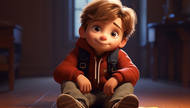 a very cute kid caracter animation pixar style