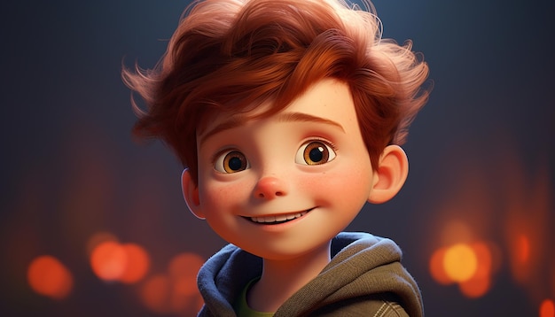 a very cute kid caracter animation pixar style