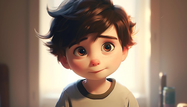 a very cute kid caracter animation pixar style