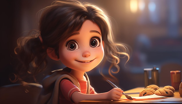 a very cute kid caracter animation pixar style