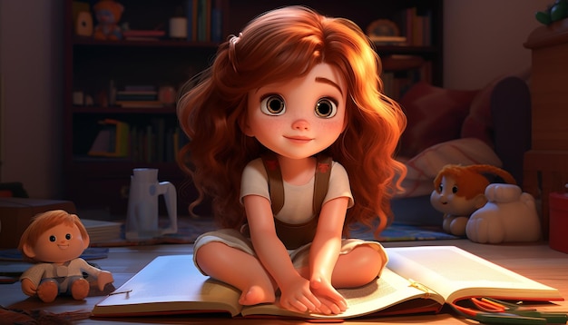 a very cute kid caracter animation pixar style