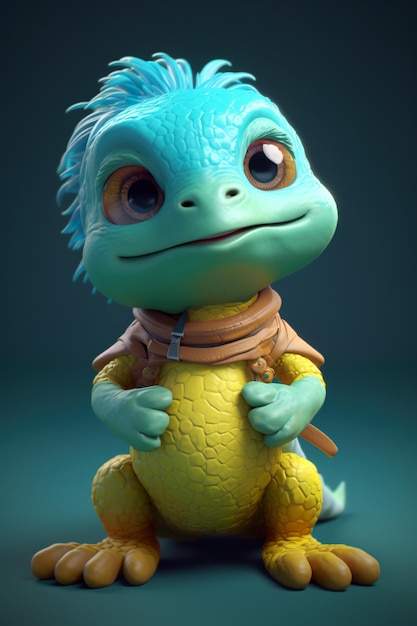 A very cute looking lizard with big eyes generative ai image