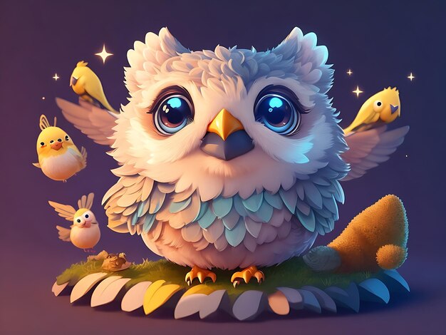 Photo very detailed cute illustration animal cute bird