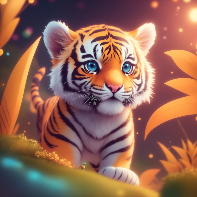 Very detailed cute tiger Generate Ai