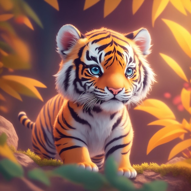 Very detailed cute tiger Generate Ai