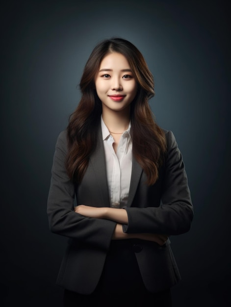 Very detailed photo portrait of a realistic smiling business woman