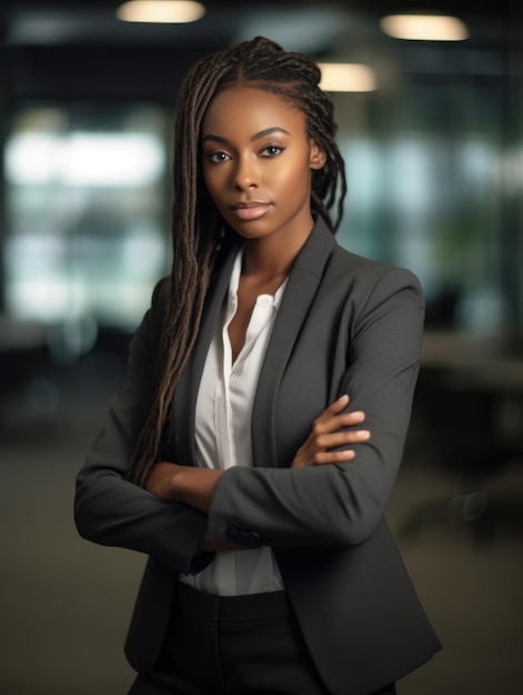 Very detailed photo portrait of a realistic smiling business woman