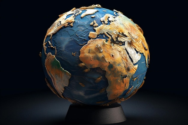 Very detailed planet earth globe in space