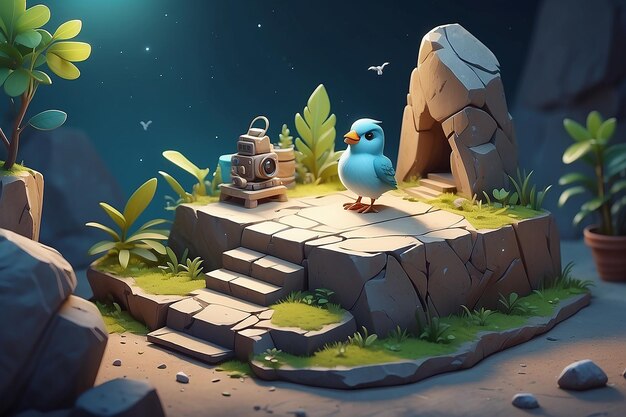 Photo very detailed tiny cute archaeologist cinematic lighting effect