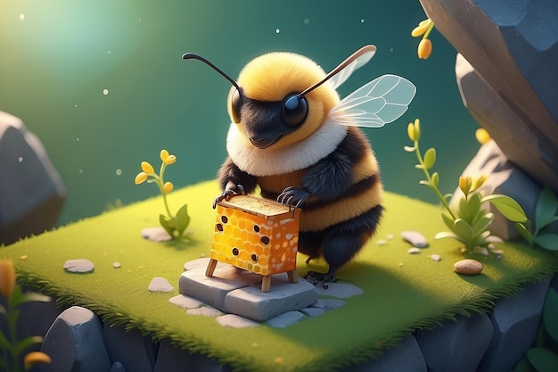 very detailed tiny cute Beekeeper cinematic lighting effect