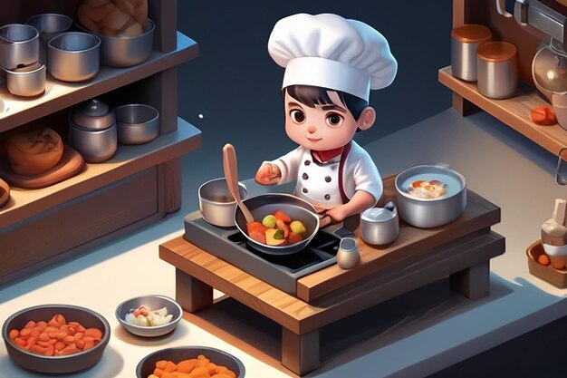 very detailed tiny cute Chef