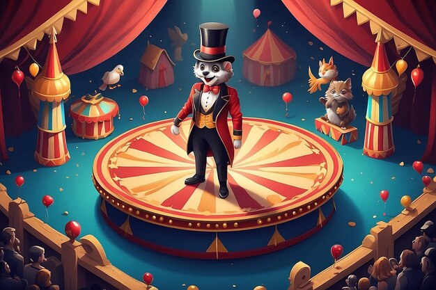 very detailed tiny cute Circus Ringmaster