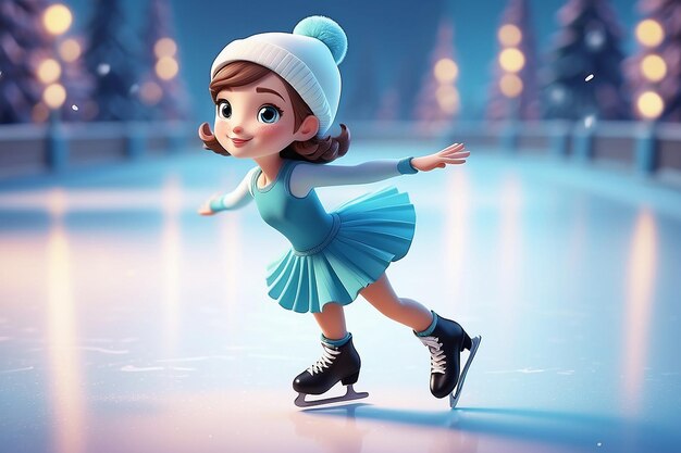 very detailed tiny cute Figure Skater cinematic lighting effect