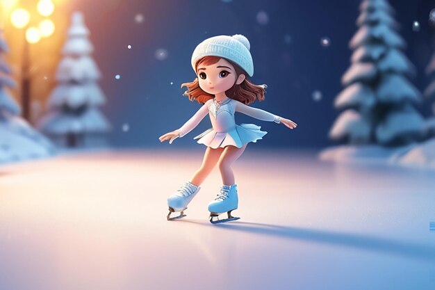 very detailed tiny cute Figure Skater