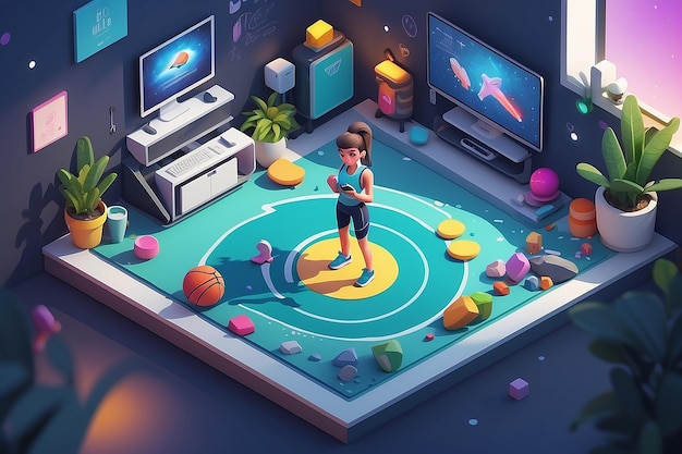 very detailed tiny cute Fitness Instructor cinematic lighting effect