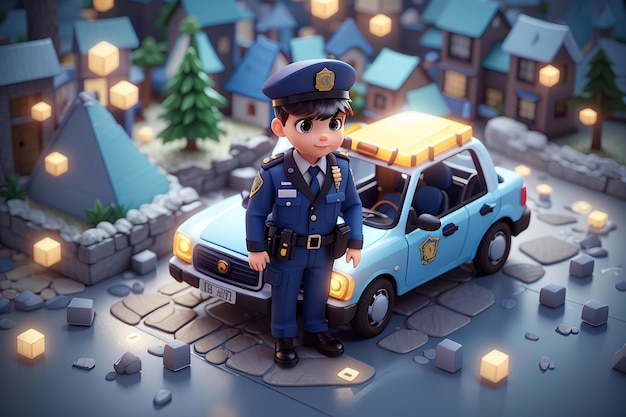 very detailed tiny cute Police Officer