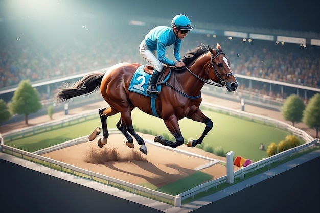 very detailed tiny cute Racehorse Jockey cinematic lighting effect