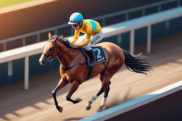 very detailed tiny cute Racehorse Jockey cinematic lighting effect