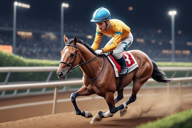 very detailed tiny cute Racehorse Jockey cinematic lighting effect