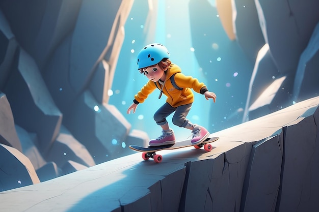 very detailed tiny cute Skater cinematic lighting effect cute charming