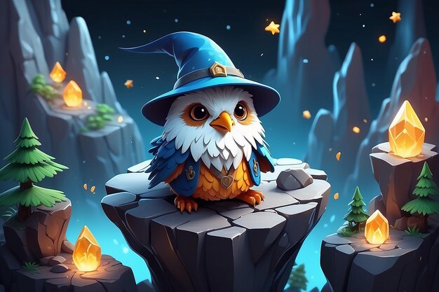 very detailed tiny cute Wizard cinematic lighting effect