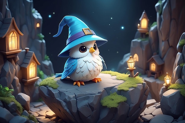 very detailed tiny cute Wizard cinematic lighting effect