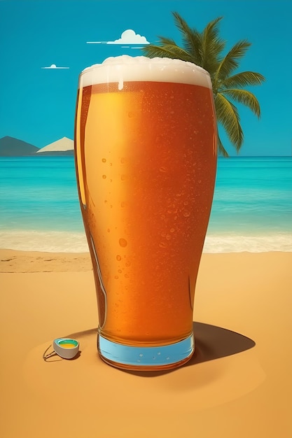 Very details Beer glass lost in beach background