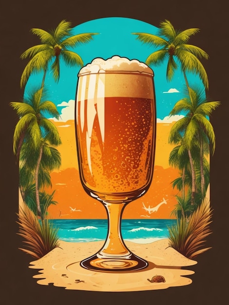 Very details Beer glass Tshirt design