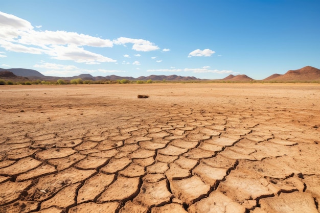 Very dry cracked ground in the desert Generative AI