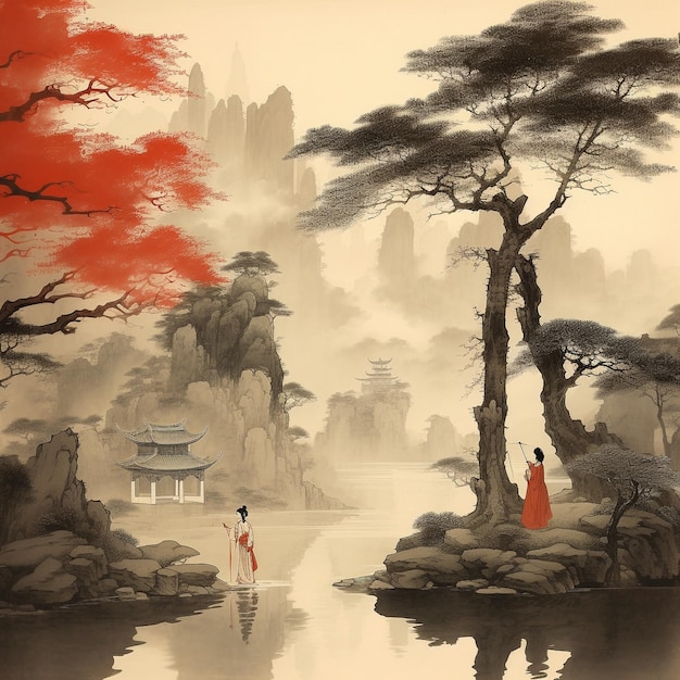 a very elegant collection of ancient Chinese painting illustrations