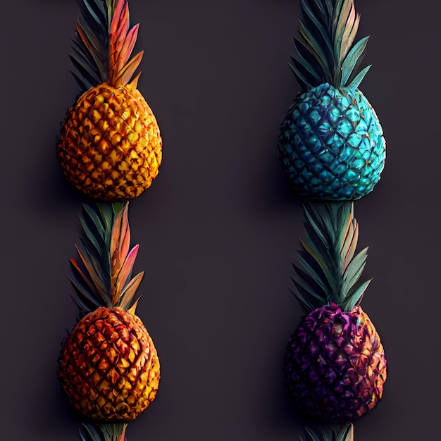 Very fun seamless pattern of color pineapple