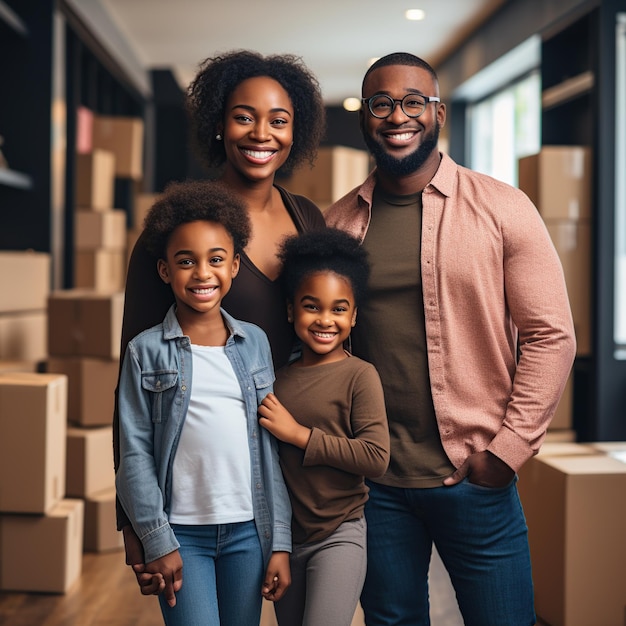 Very happy african american family bought new house AI generated image