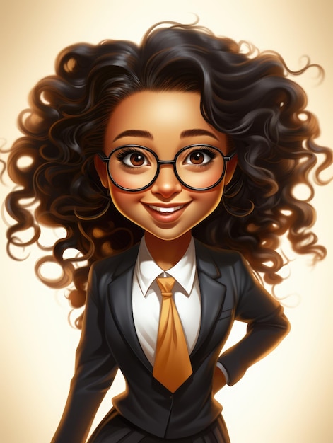 A very happy black businesswoman caricature