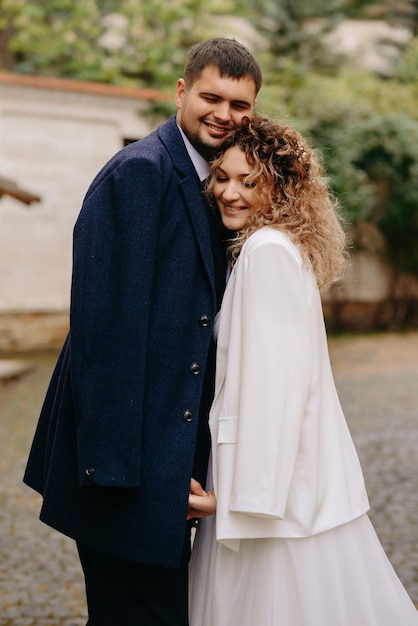 very happy bride and groom portrait