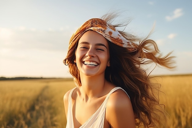 A very happy woman outdoor