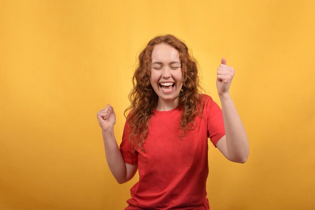 Premium Photo | Very happy young redhaired woman