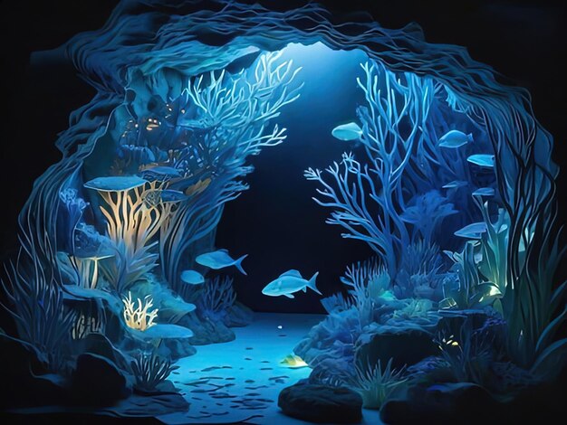 a very large aquarium with many fish in it