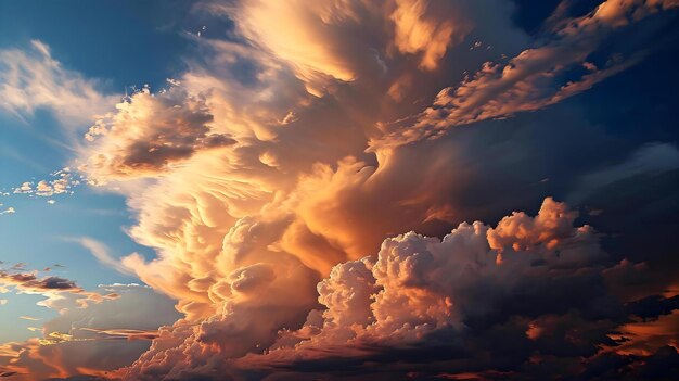 a very large cloud in the sky at sunset
