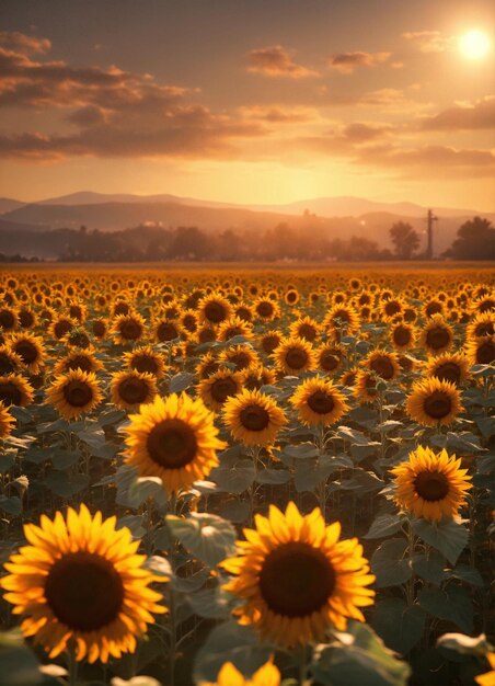 a very long shot of sunflower in a field of dandelions vintage 90s anime 4k resolution unreal 5 e