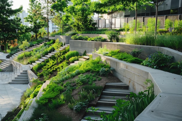 Photo a very nice looking garden with a lot of plants