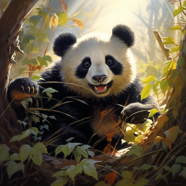 Foto molto belle immagini di pittura di panda generative ai