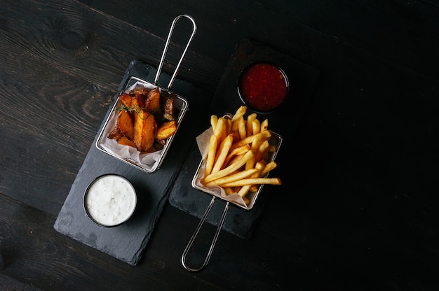 A very nice photo of some fastfood nuggets and some french fries