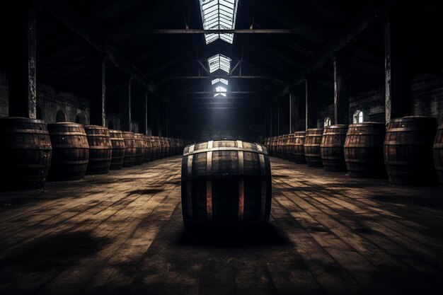 Very Old Wine Barrels in the Cellar Generative Ai