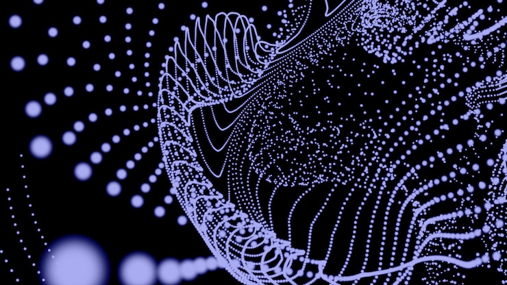 Photo very peri flying particles on a black background