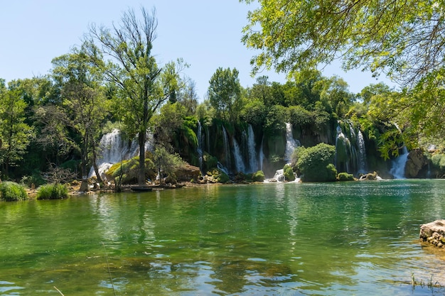 A very picturesque waterfall is in the Kravice National Park in Bosnia and Herzegovina