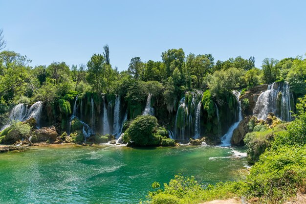 A very picturesque waterfall is in the Kravice National Park in Bosnia and Herzegovina