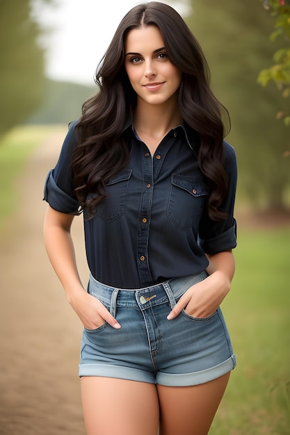 Very pretty western model girl in colorful outfit