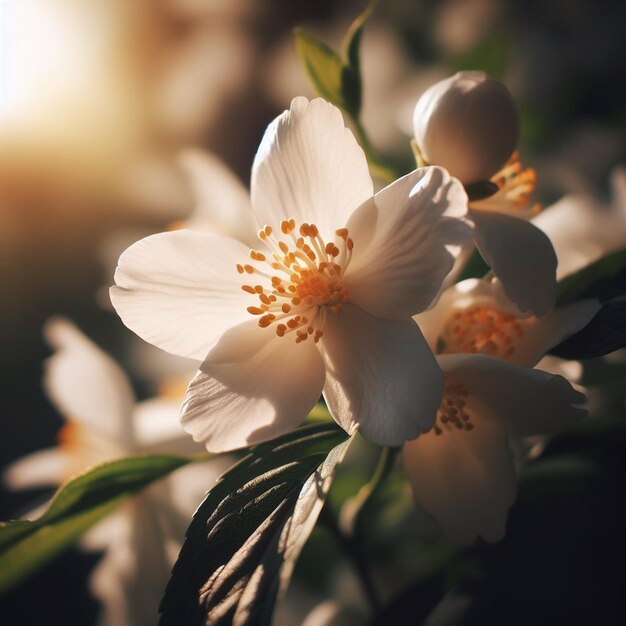 Photo very pretty white jasmine flowers